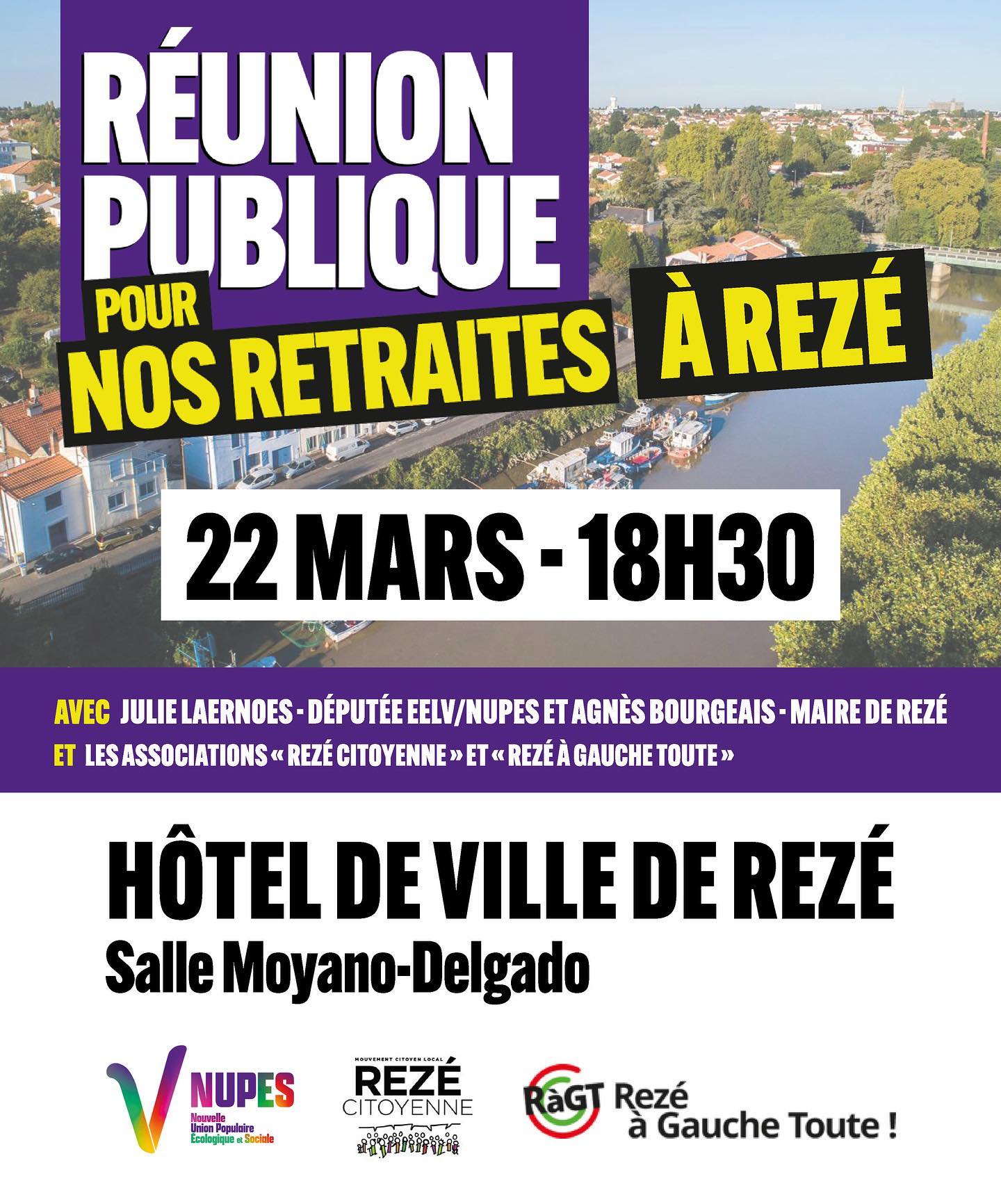Malgré une mobilisation massive et une censure évitée de peu, le gouvernement refuse toujours d'écouter les Français·es. Nous continuons donc la lutte pour faire retirer la #reformedesretraites ✊
🟣 RDV ce soir, 18h30 à Rezé, pour une réunion publique avec @agnesbourgeais et @reze_citoyenne !